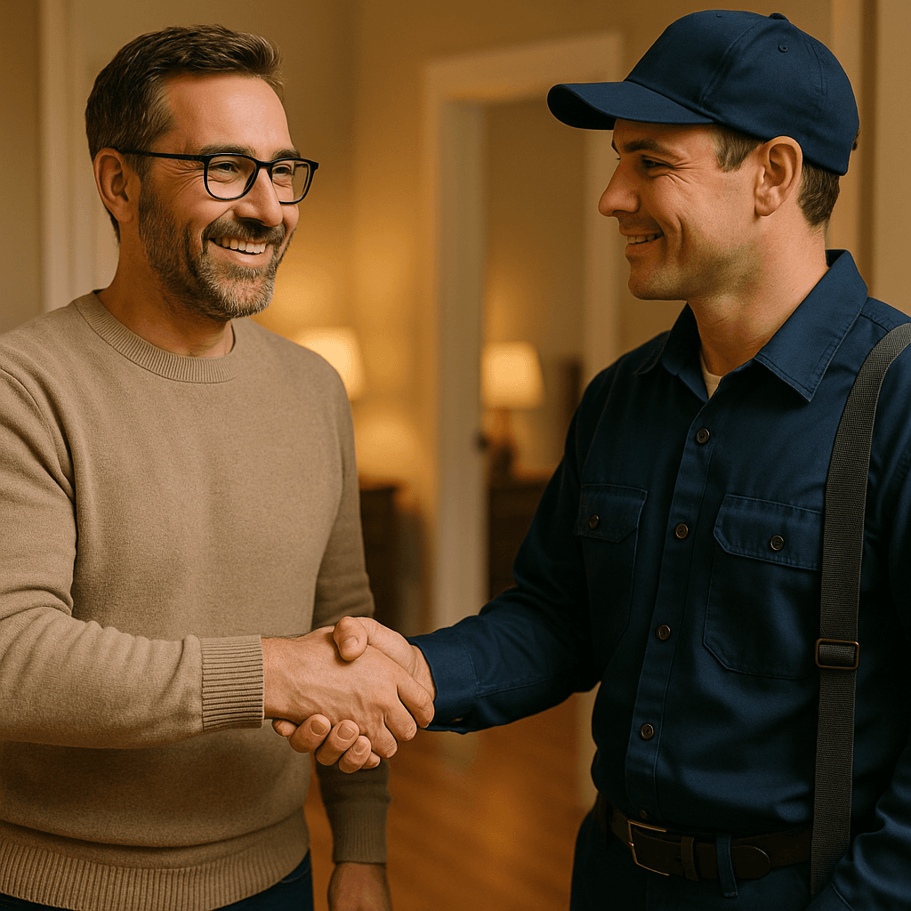 HomeMx technician greeting a homeowner